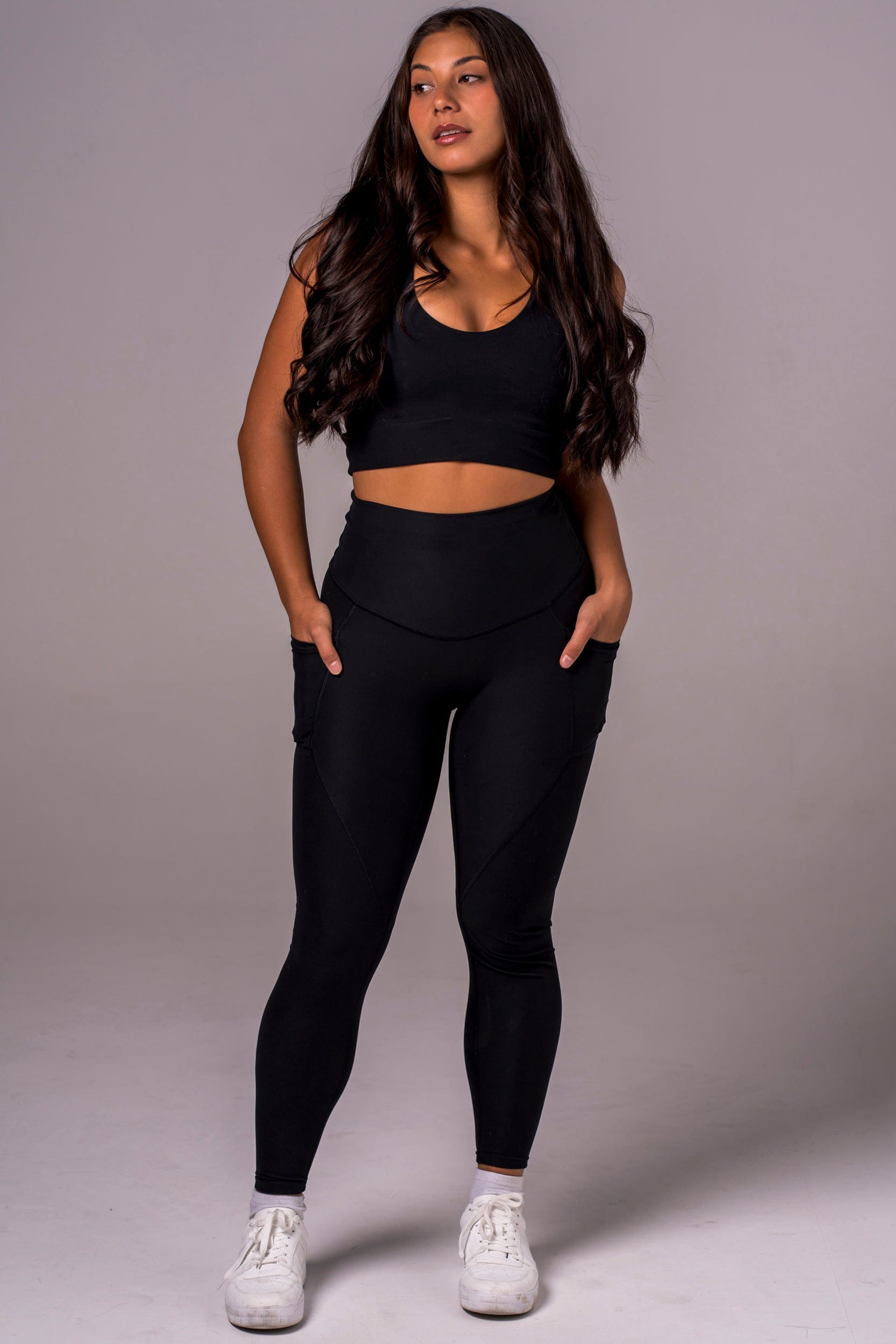 Black Dynamic High Waisted Pocket Shaper Ankle Biter Leggings