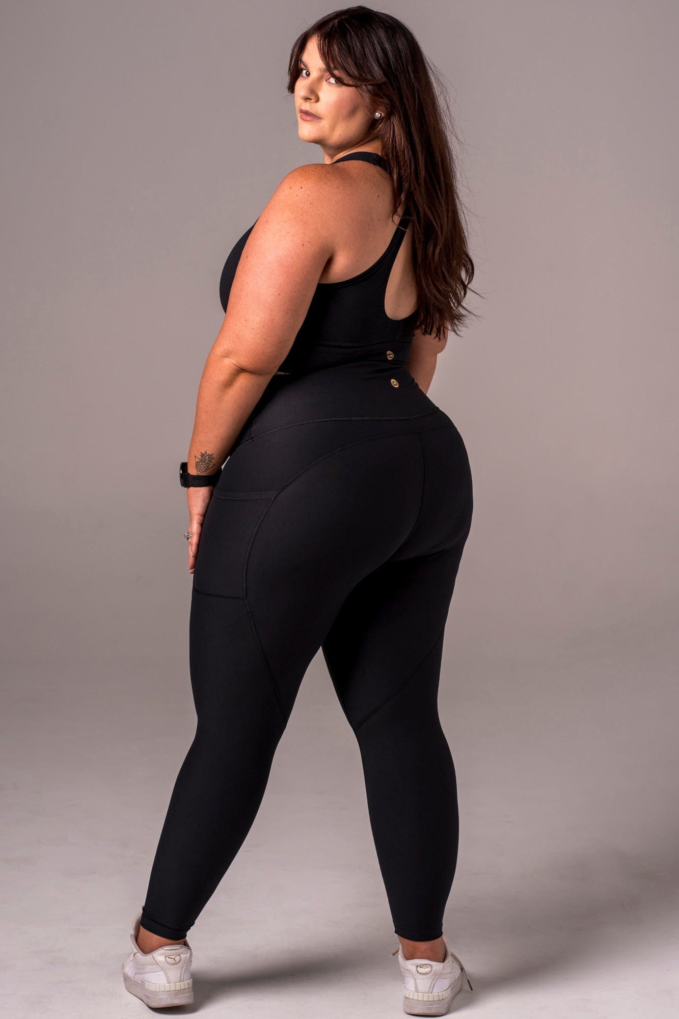 Black Dynamic High Waisted Pocket Shaper Ankle Biter Leggings