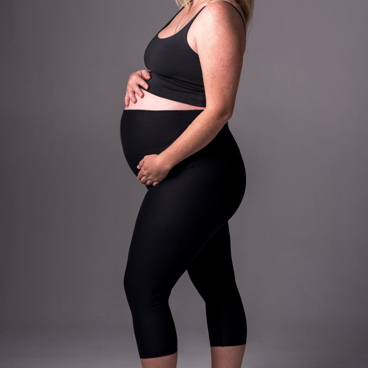 Black Dynamic Maternity Capri Leggings