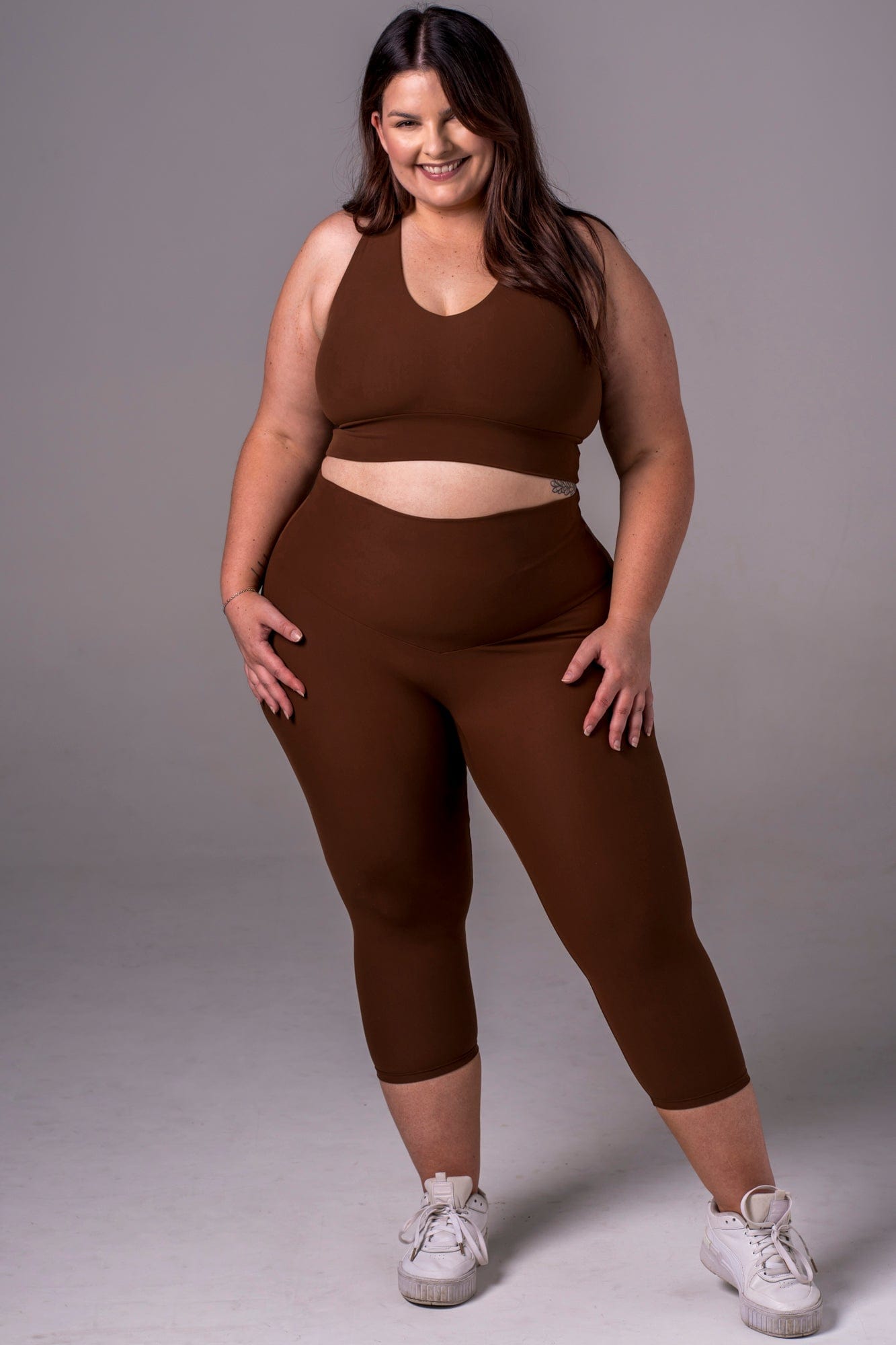 Chocolate Dynamic High Waisted Capri Leggings