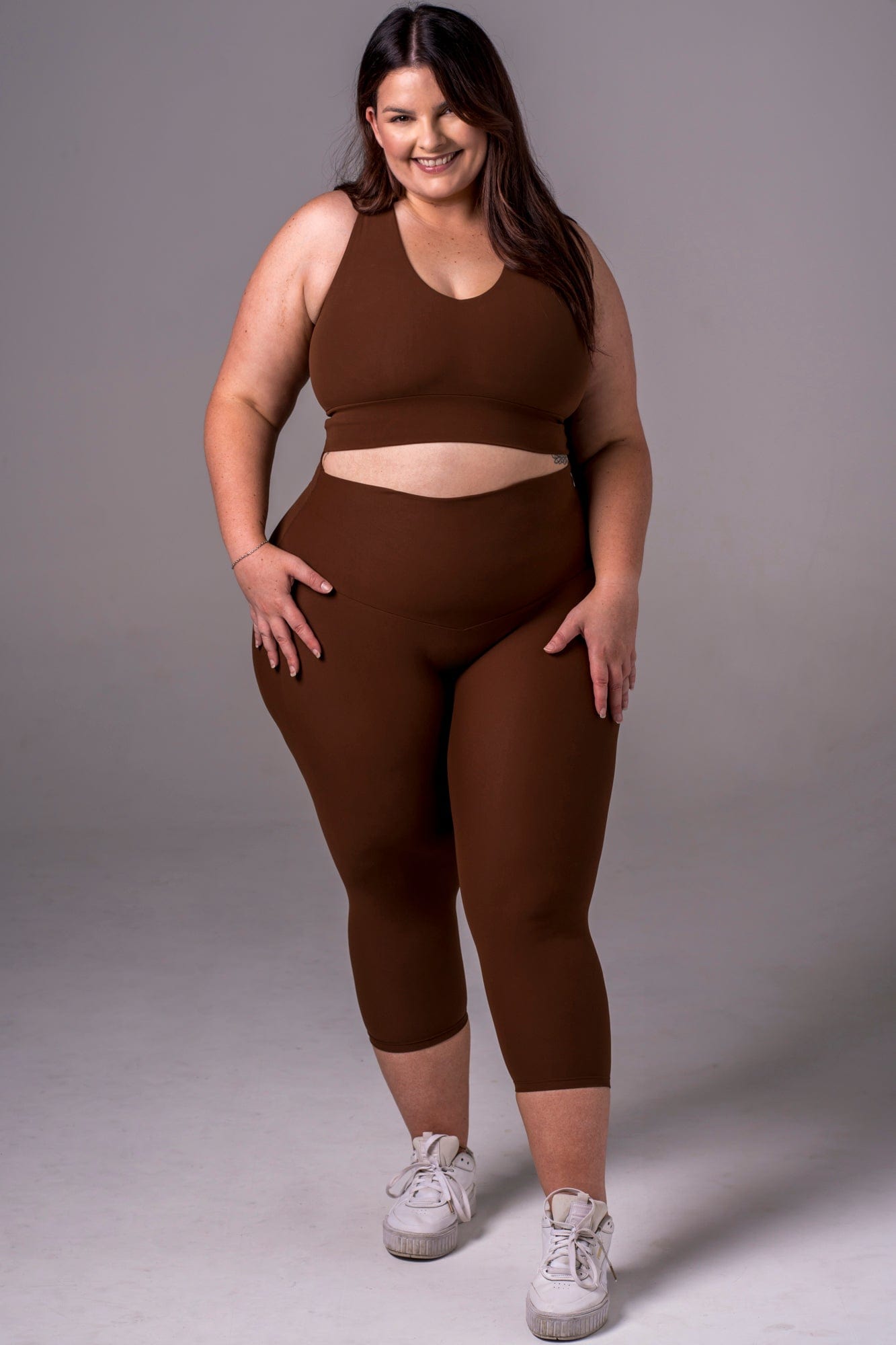 Chocolate Dynamic High Waisted Capri Leggings