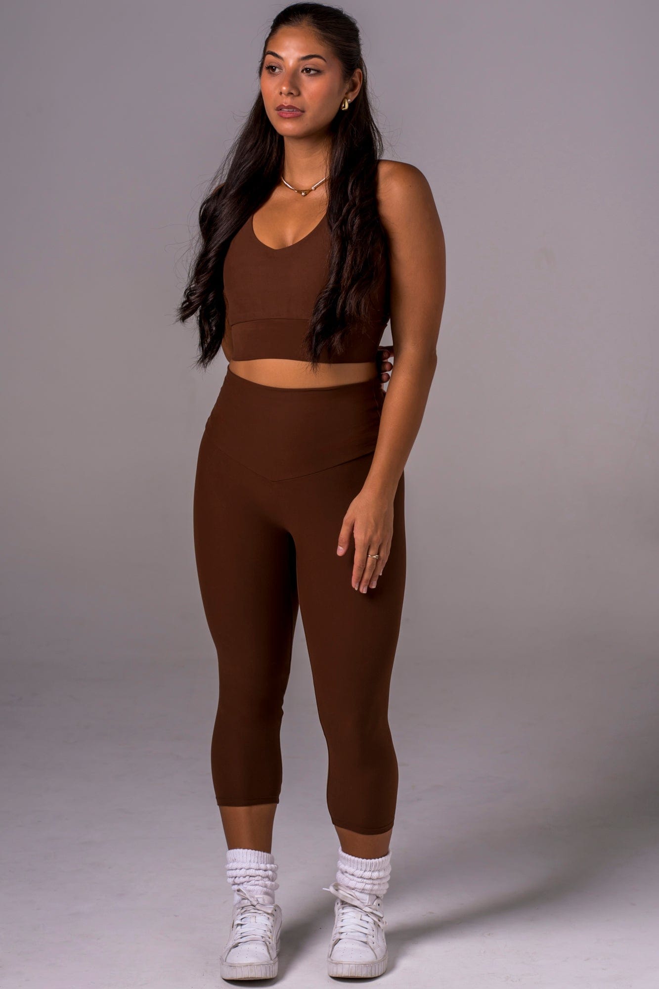 Chocolate Dynamic High Waisted Capri Leggings