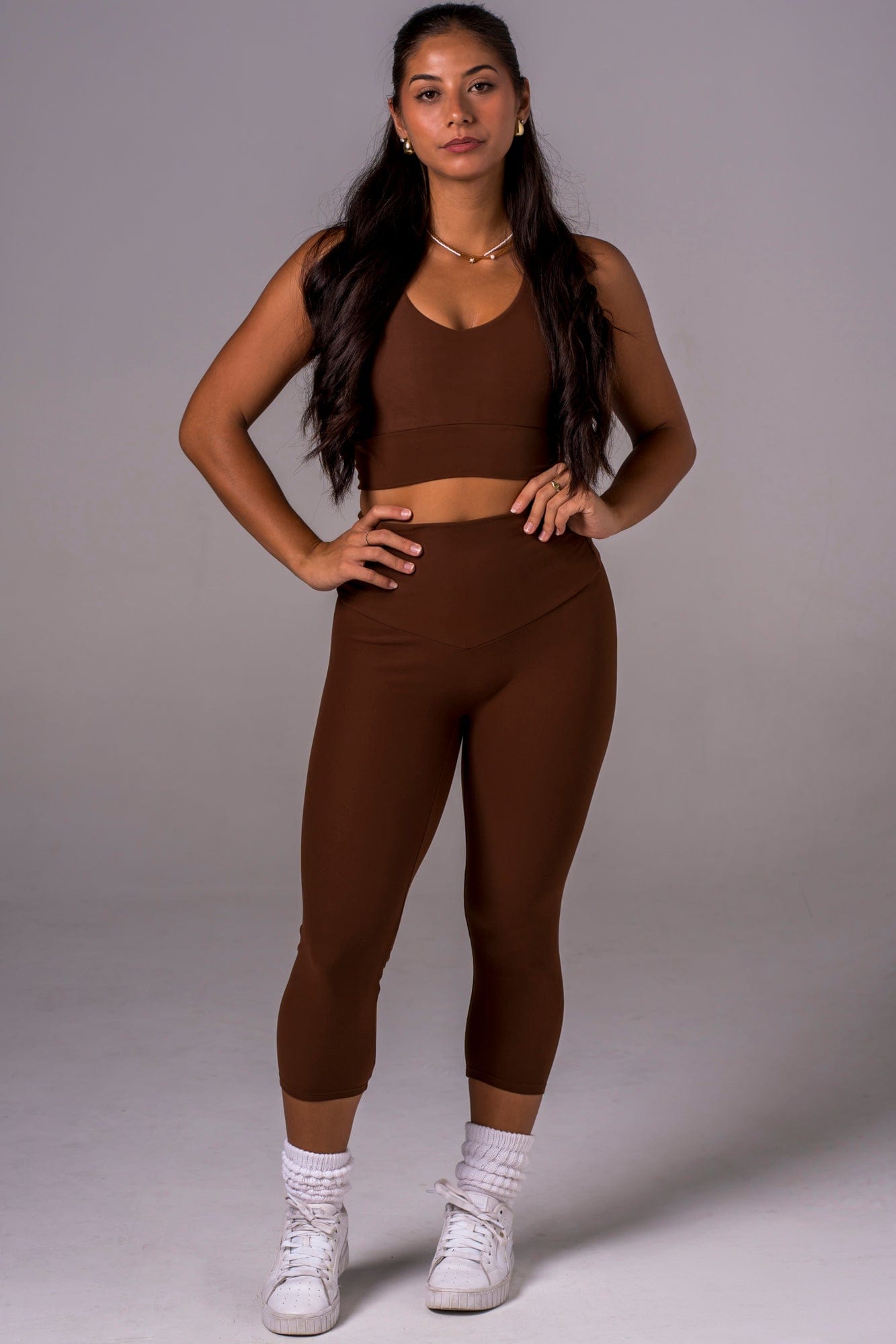 Chocolate Dynamic High Waisted Capri Leggings