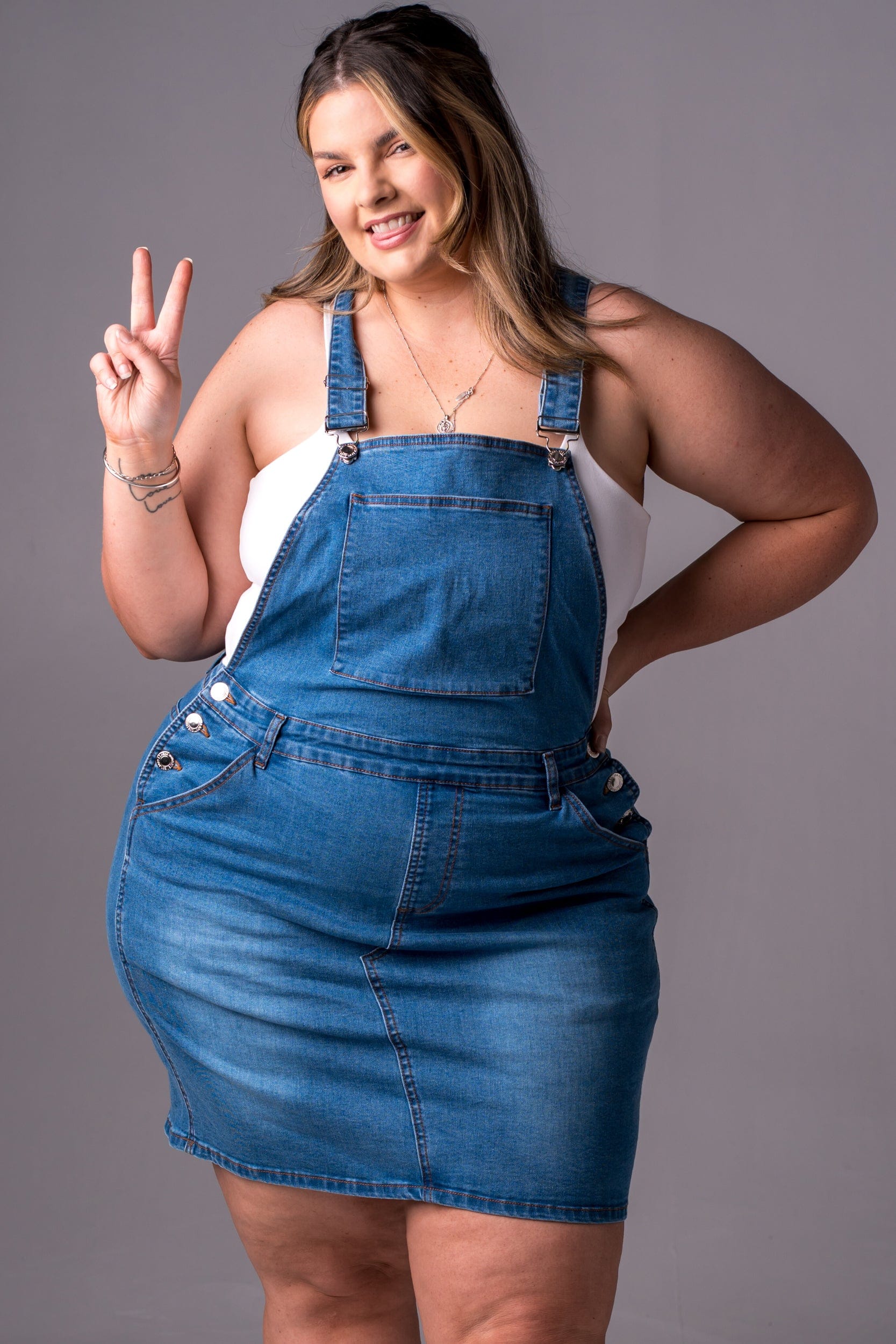 Classic Denim Overall Dress - Mini