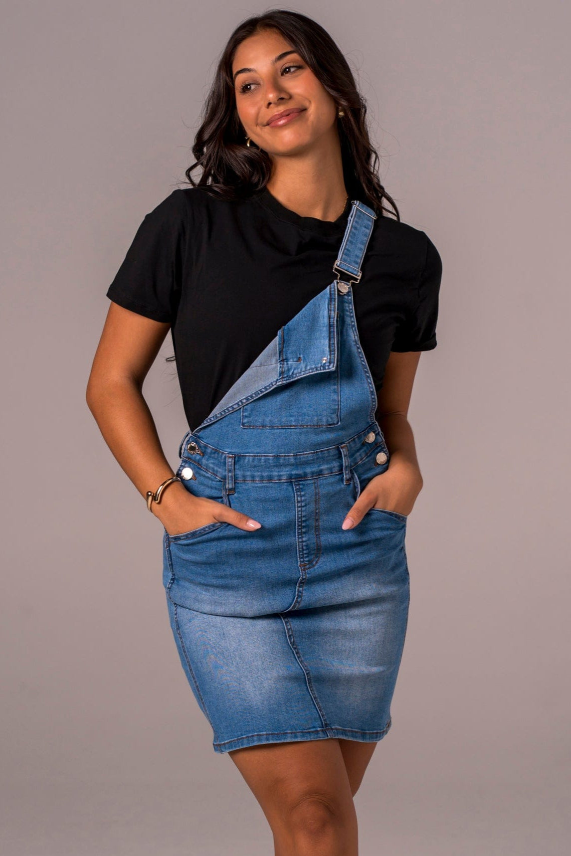 Classic Denim Overall Dress - Mini