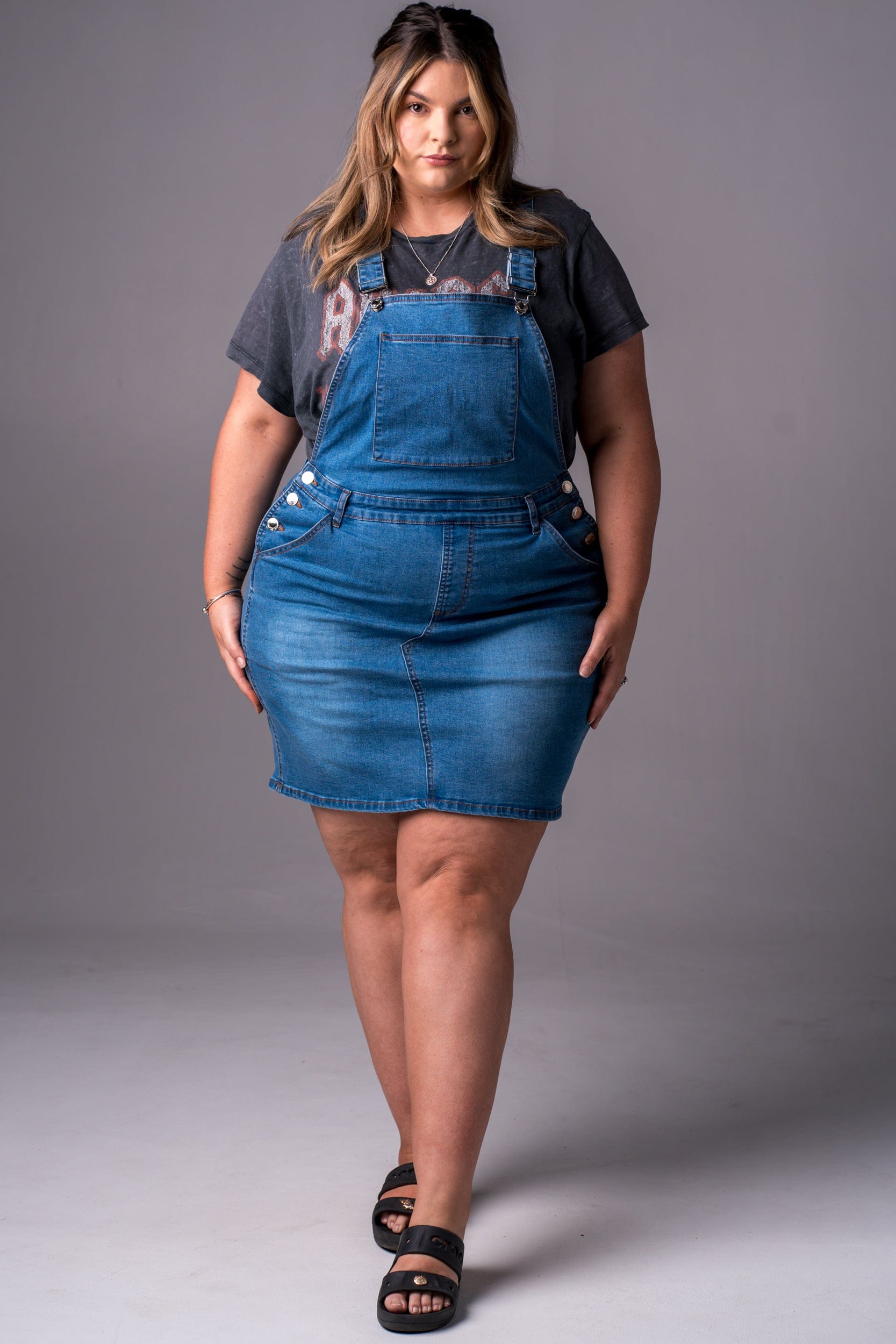 Classic Denim Overall Dress - Mini