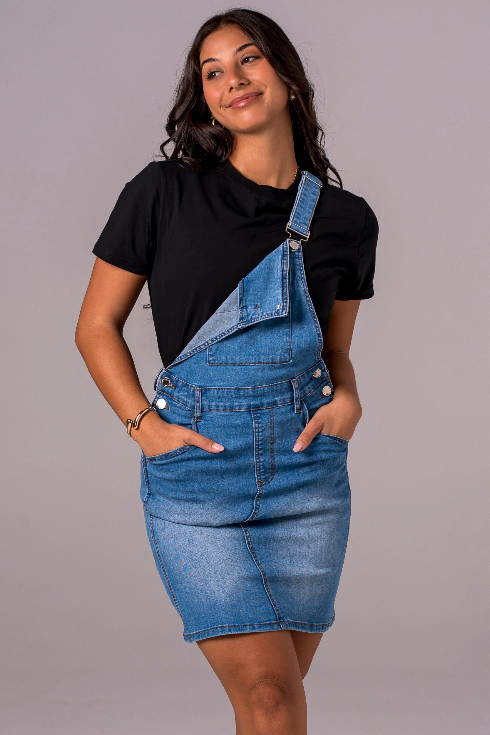 Classic Denim Overall Dress - Mini