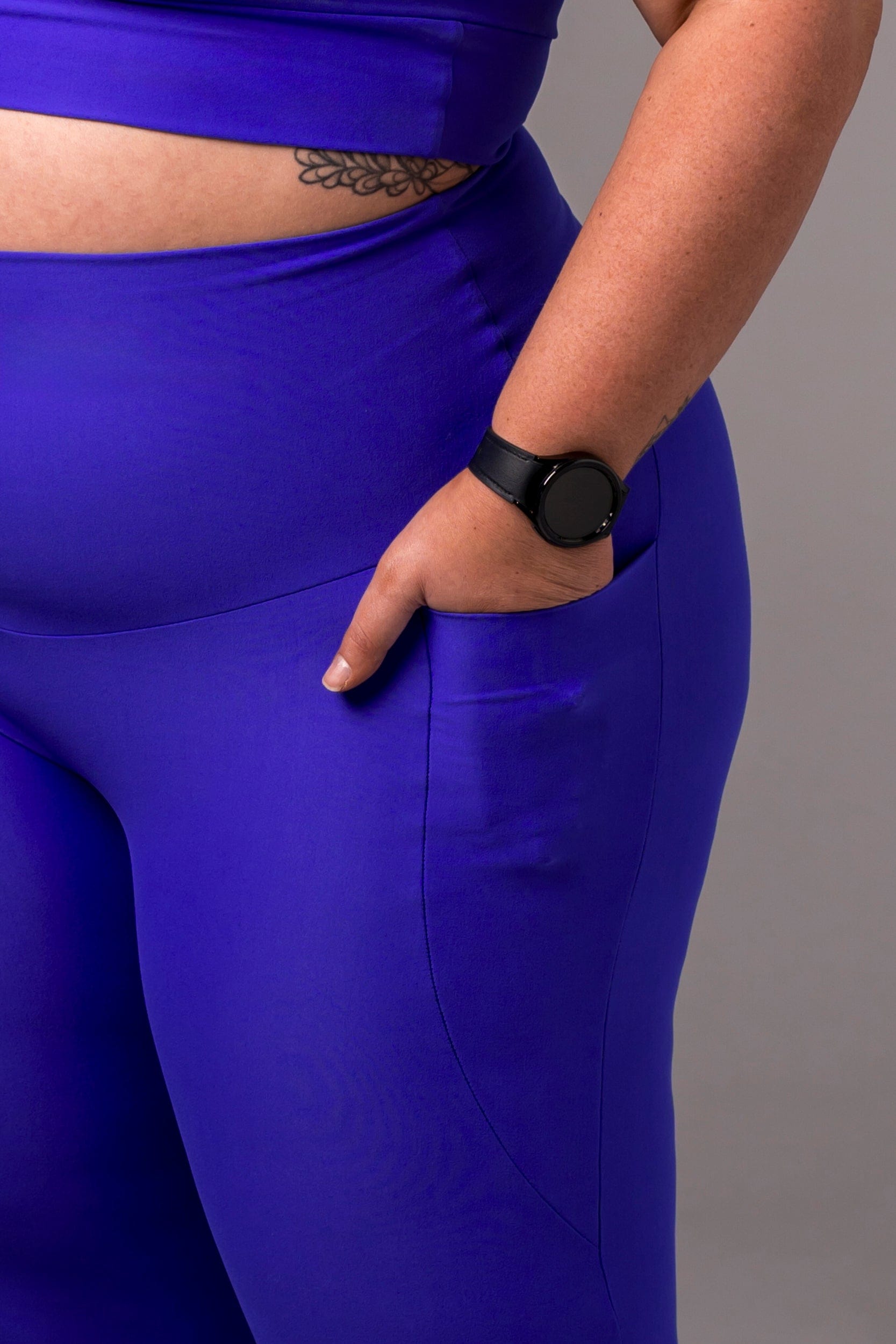 Electric Blue Dynamic High Waisted Pocket Ankle Biter Leggings