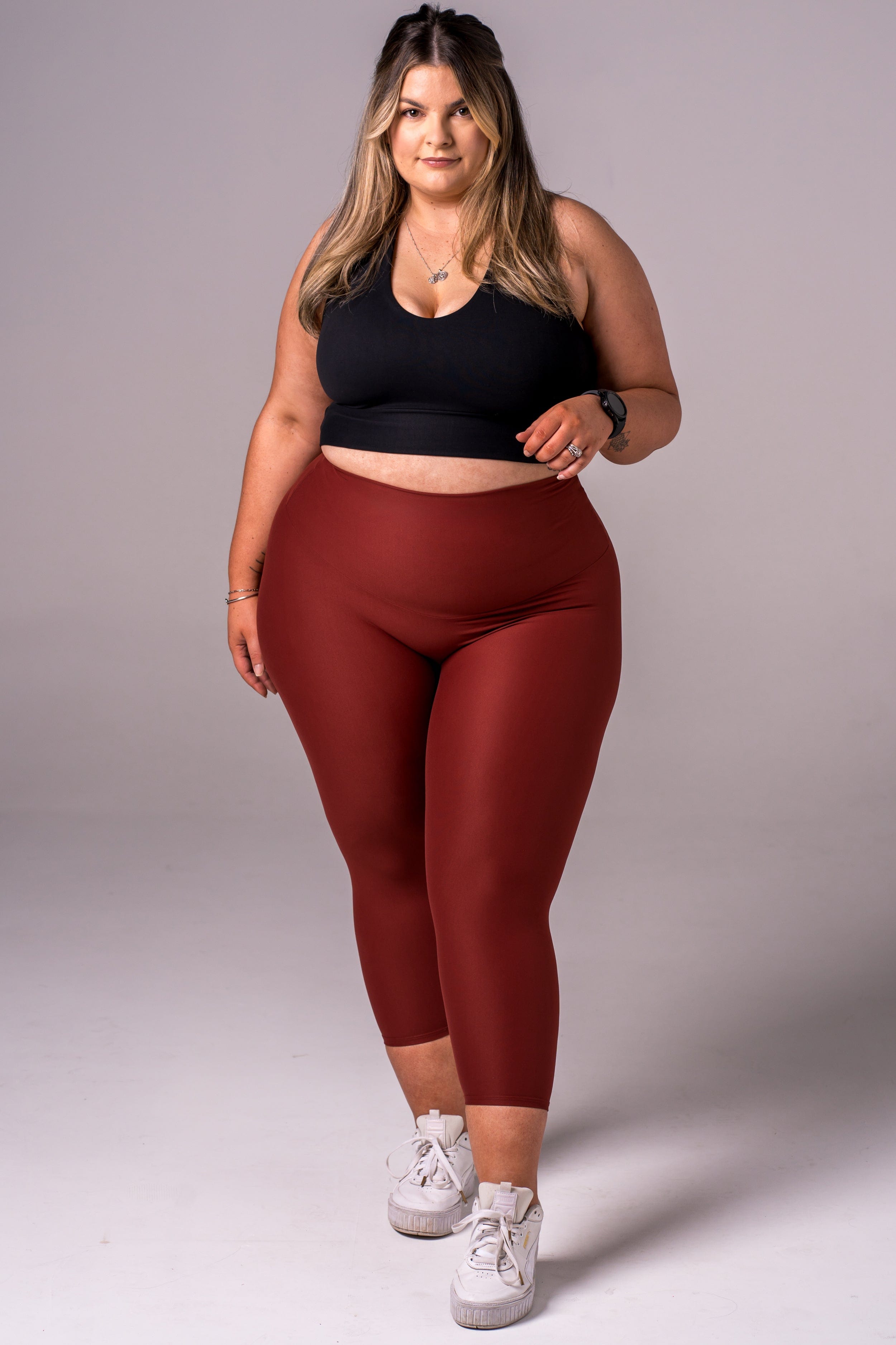 Maroon capri leggings hotsell