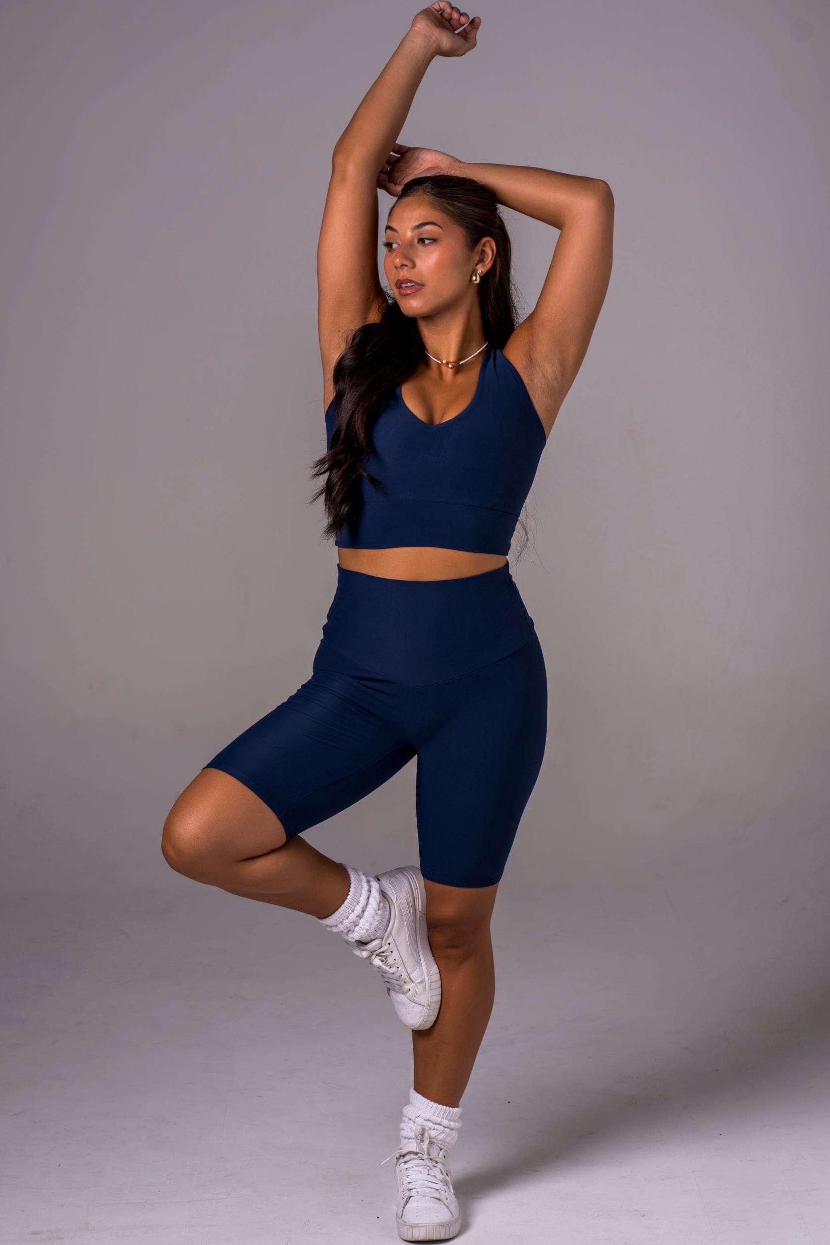 Navy Dynamic High Waisted Bike Shorts