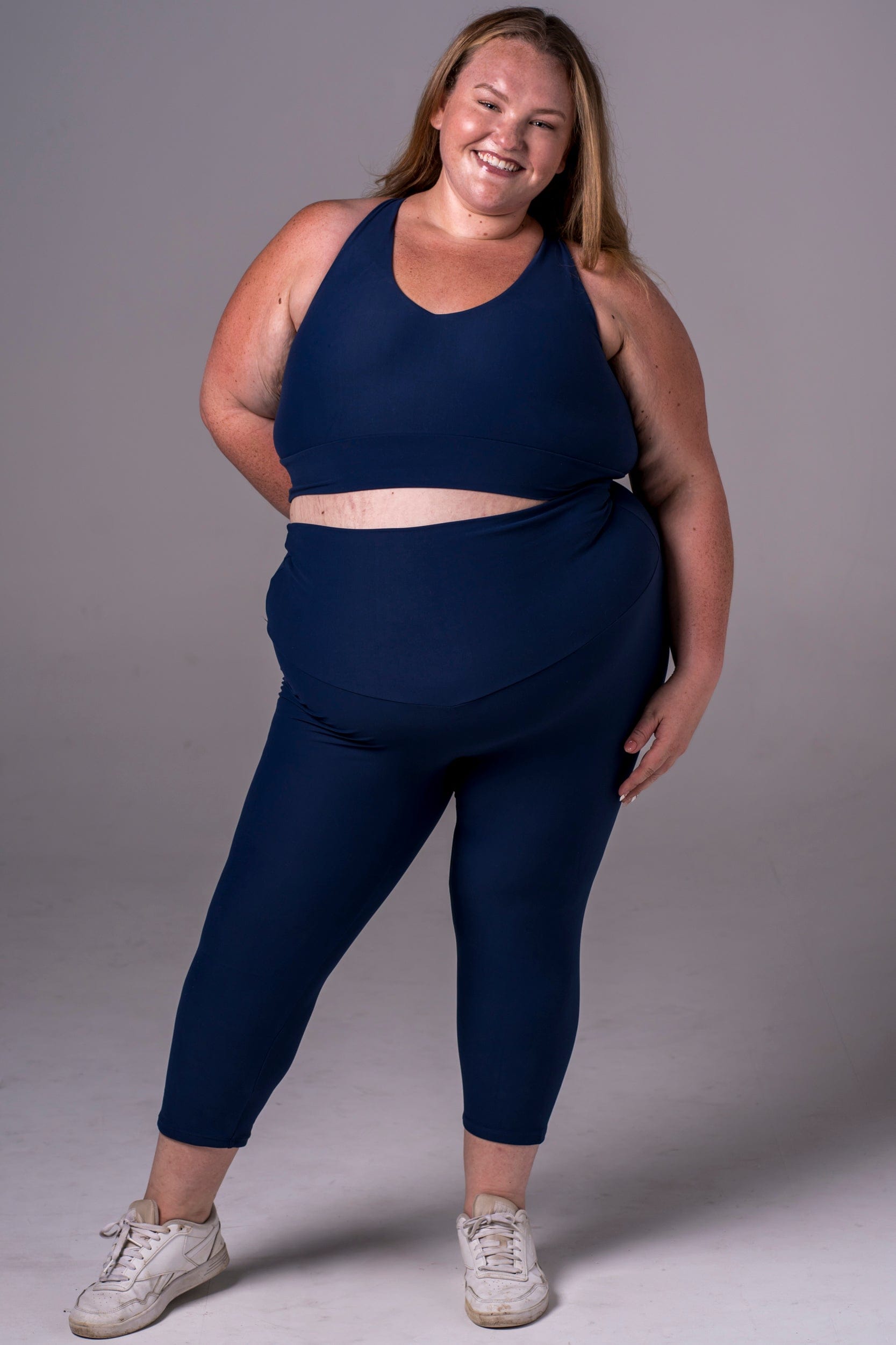 Navy Dynamic High Waisted Capri Leggings