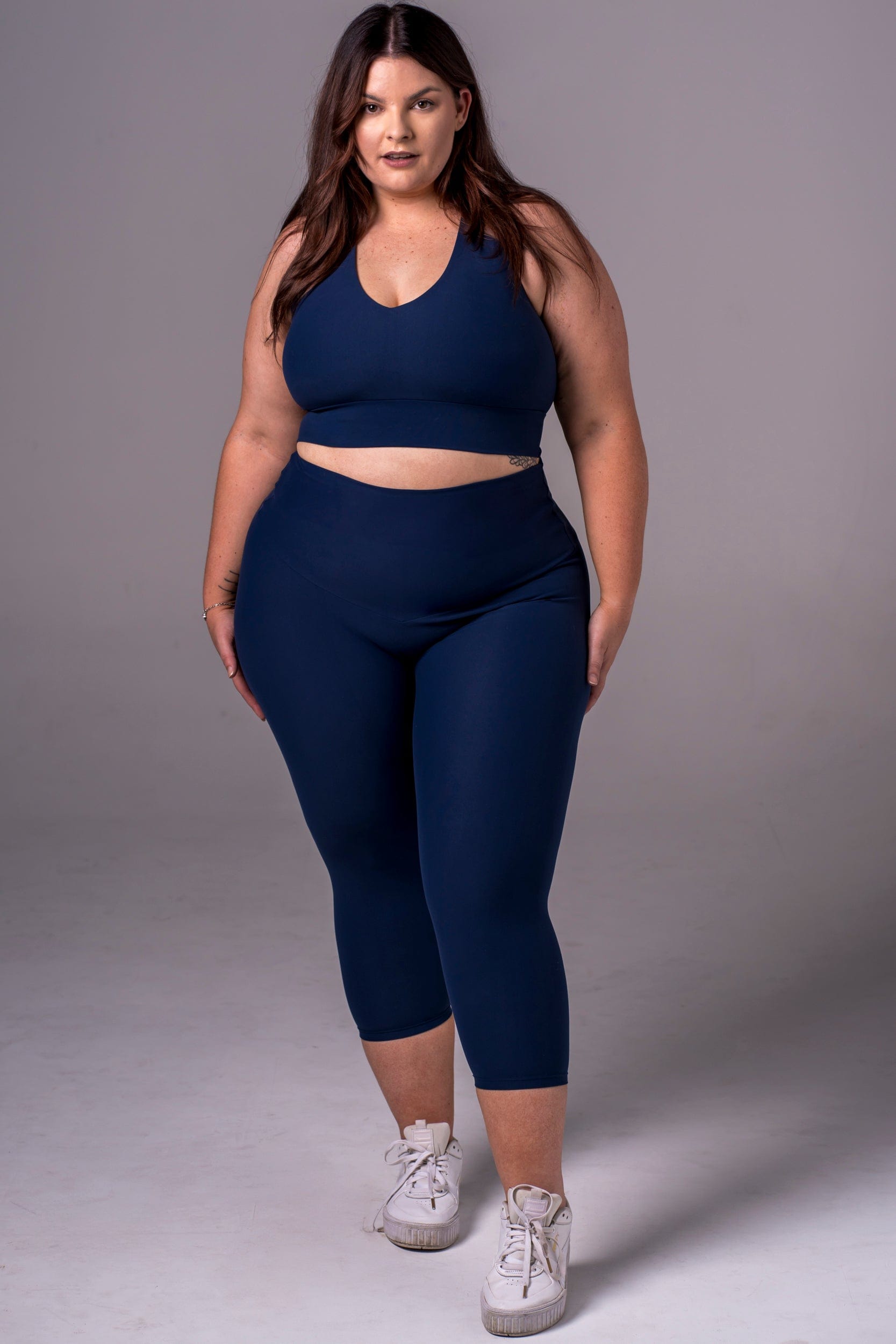 Navy Dynamic High Waisted Capri Leggings