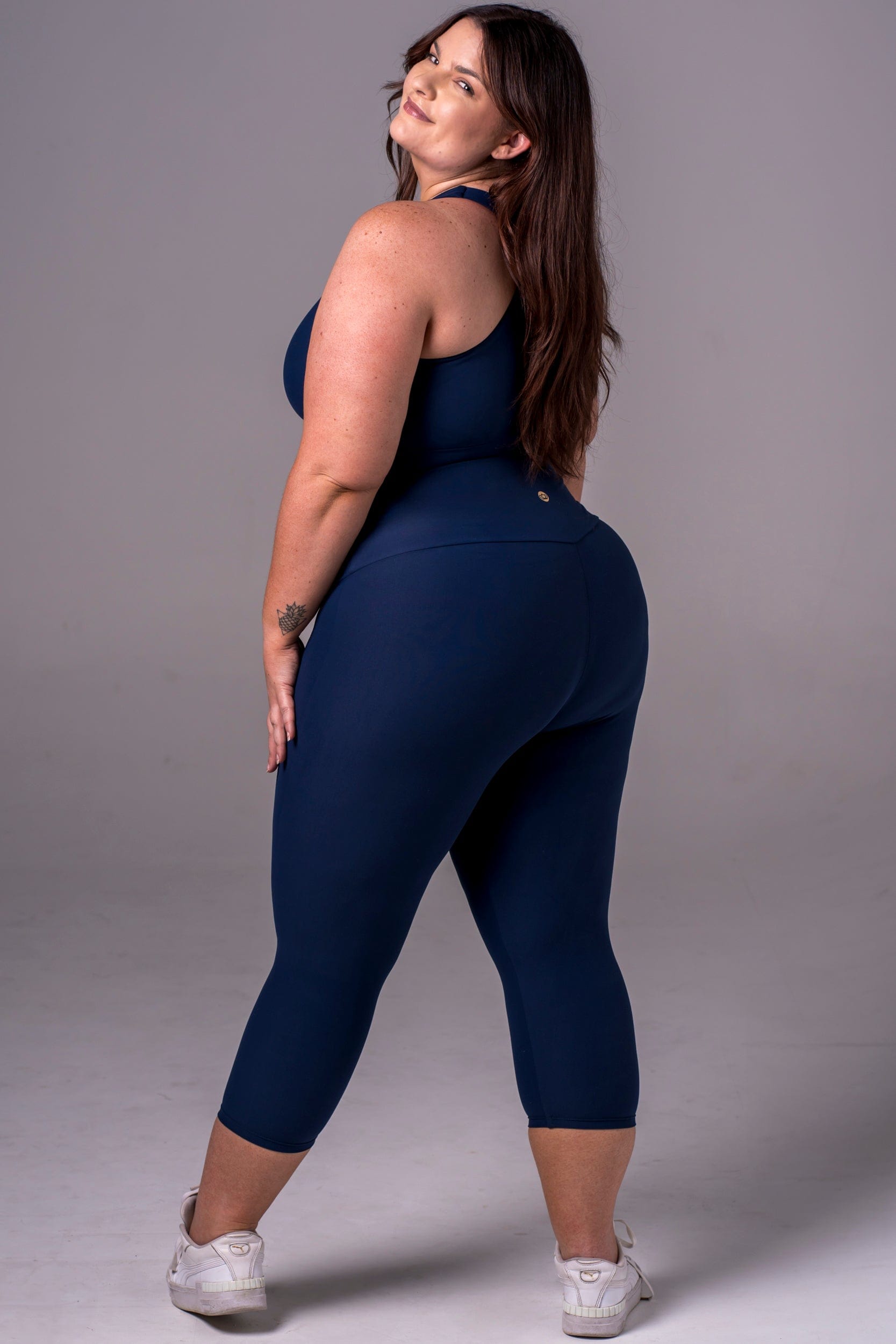 Navy Dynamic High Waisted Capri Leggings