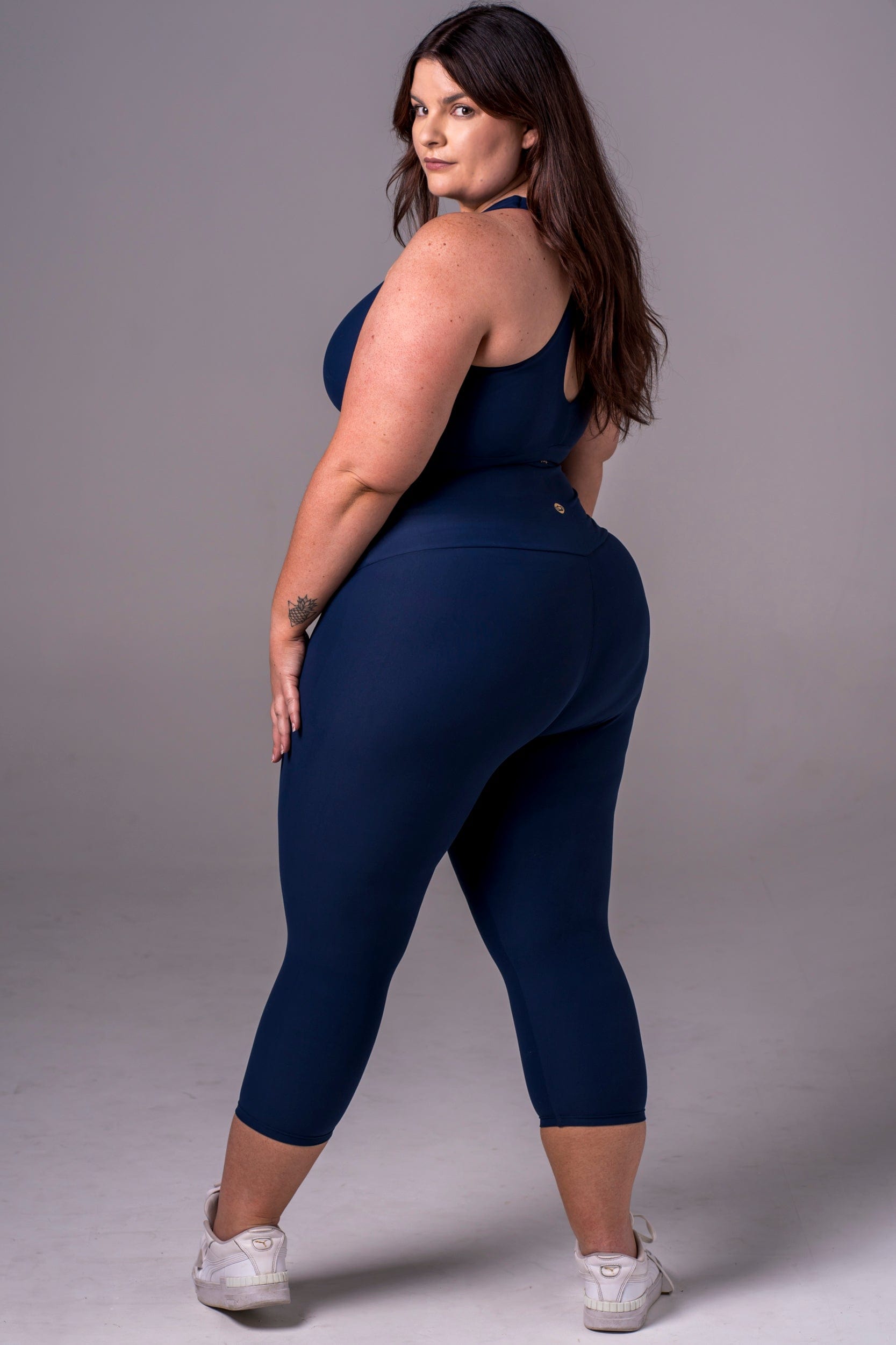 Navy Dynamic High Waisted Capri Leggings