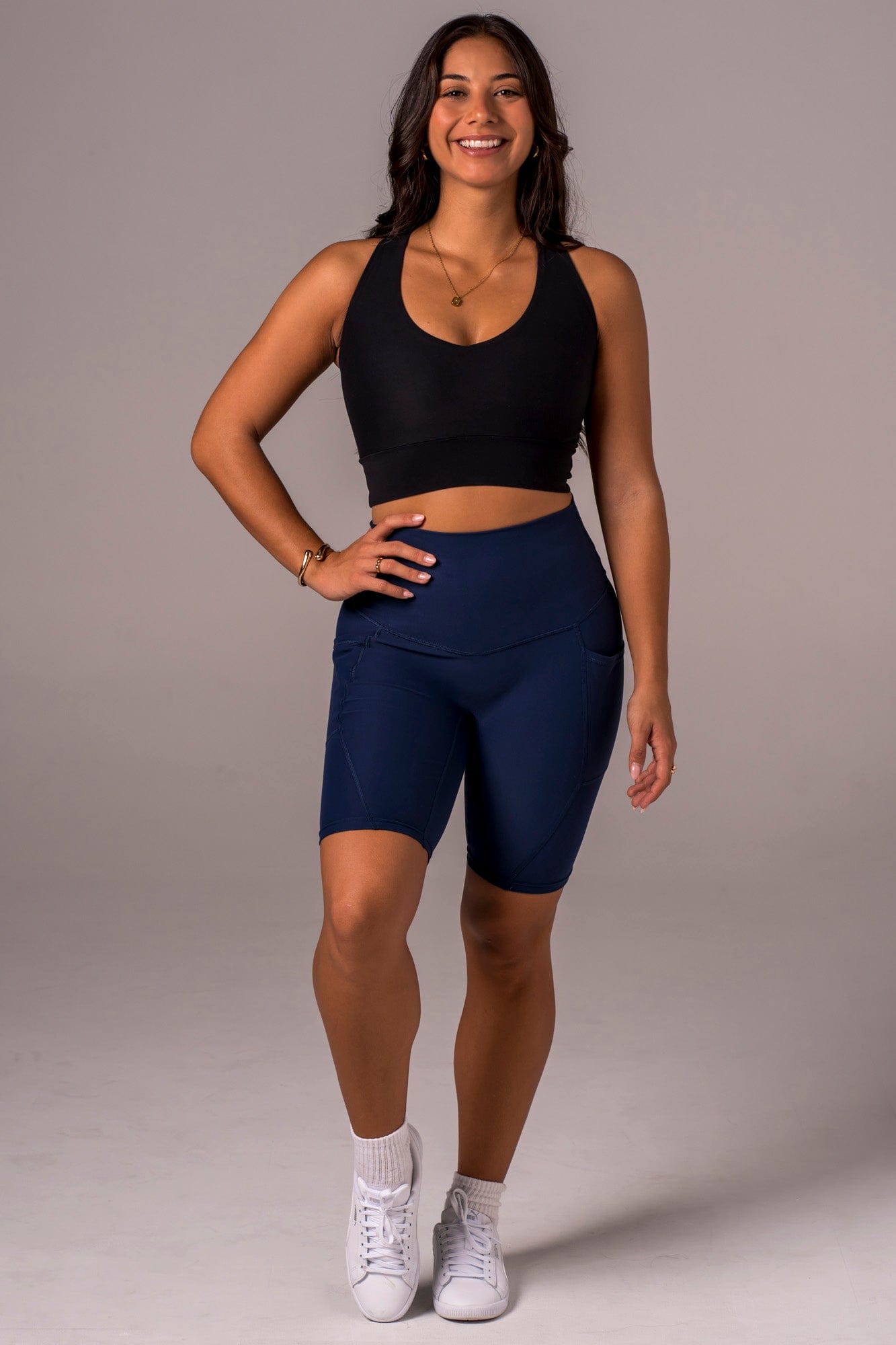 Navy Dynamic High Waisted Pocket Shaper Bike Shorts