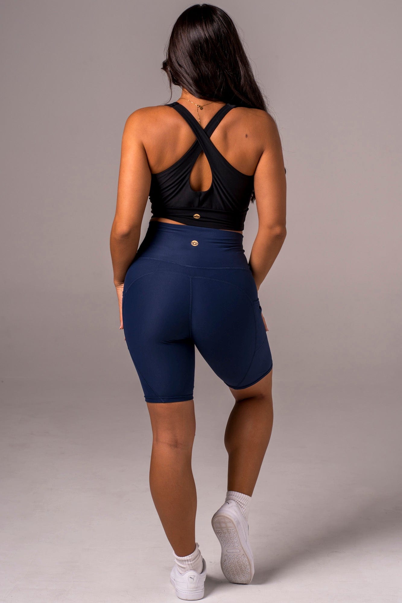 Navy Dynamic High Waisted Pocket Shaper Bike Shorts